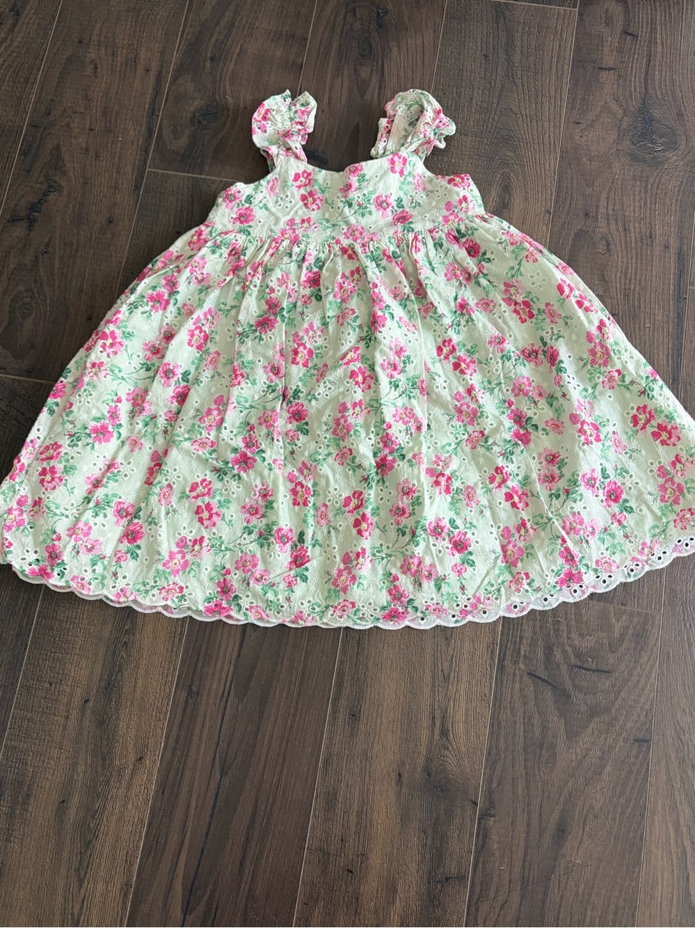 Janie and Jack Pink Floral Eyelet Sundress